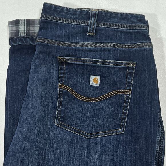 Carhartt Jeans Women Blue Denim Pants Flannel Lined Workwear Size 18 (38X32)‎ - Picture 1 of 13